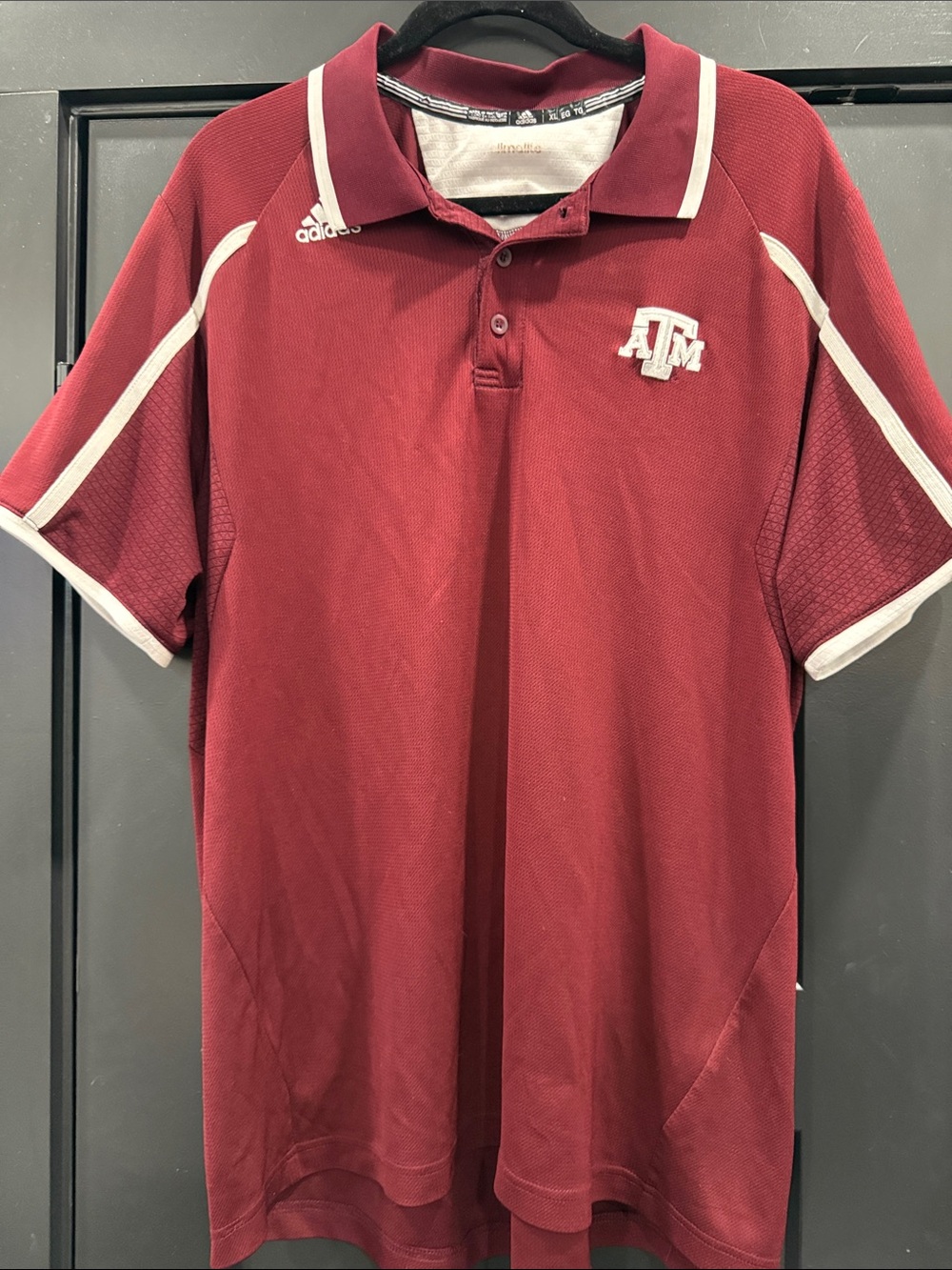 adidas Maroon Texas A&M Polo with White Trim and A&M Logo Size XL
